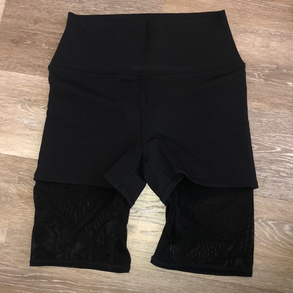 Alo yoga black bike shorts with sheer underlining